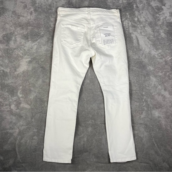 Frame Jeans Womens 26 White Le Pixie Beau Distressed Boyfriend Blanc Drive Rips - Picture 5 of 12